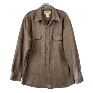 Rugged Wear Brand Button Up Shirt Men's M Soft Suede Look Brown Button Pockets